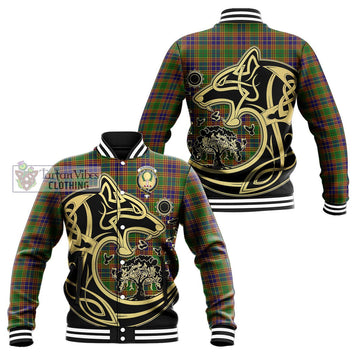 Stevenson Old Tartan Baseball Jacket with Family Crest Celtic Wolf Style Unisex - Tartan Vibes Clothing