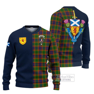 Tartan Vibes Clothing Stevenson Old Tartan Knitted Sweater with Scottish Lion Royal Arm Half Style