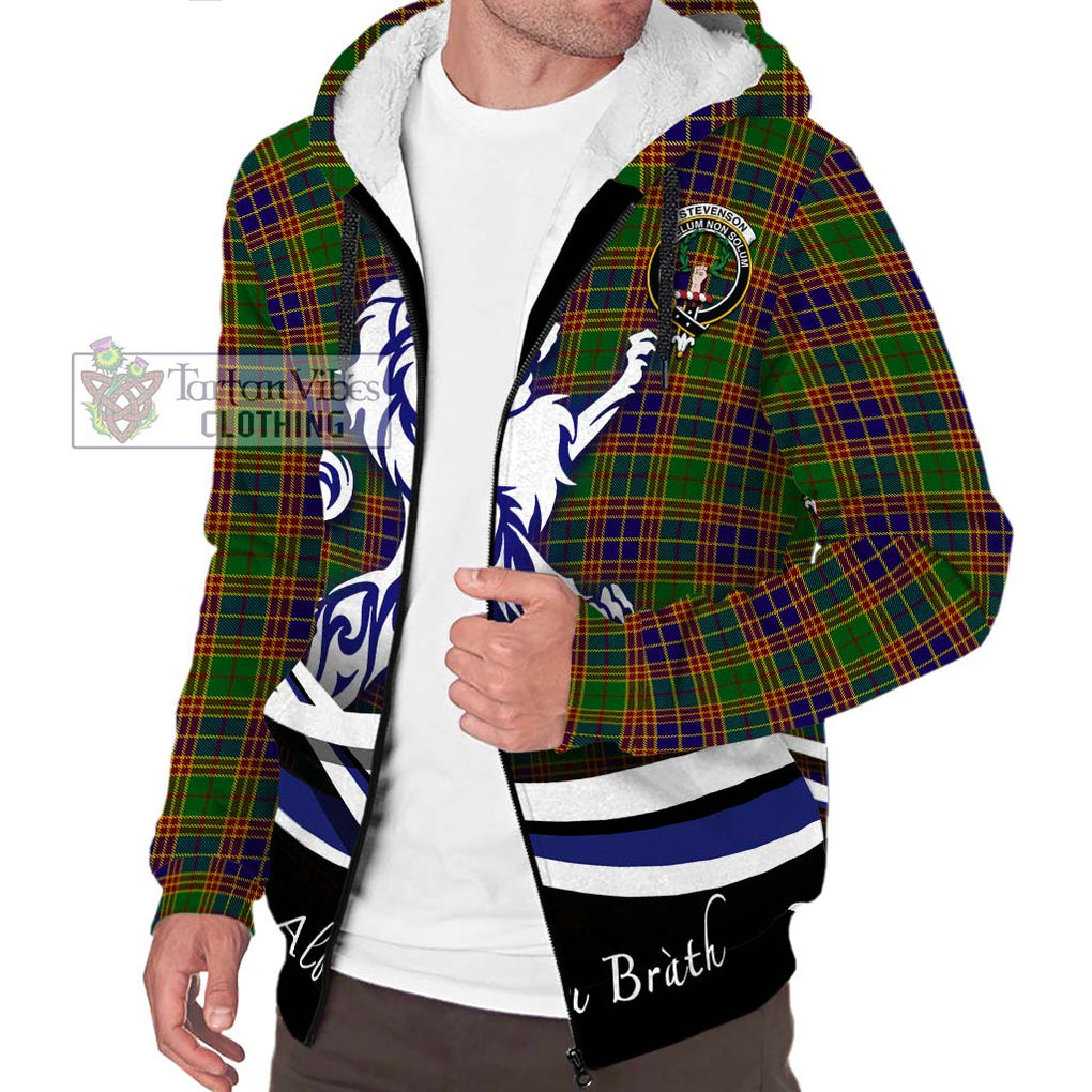 Stevenson Old Tartan Sherpa Hoodie with Alba Gu Brath Regal Lion Emblem Unisex S - Tartanvibesclothing Shop