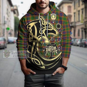 Stevenson Old Tartan Hoodie with Family Crest Celtic Wolf Style Zip Hoodie - Tartan Vibes Clothing