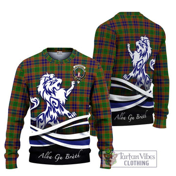 Stevenson Old Tartan Knitted Sweater with Alba Gu Brath Regal Lion Emblem Unisex - Tartanvibesclothing Shop