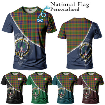 Stevenson Old Tartan T-Shirt with Personalised National Flag and Family Crest Half Style Kid's Shirt - Tartanvibesclothing Shop