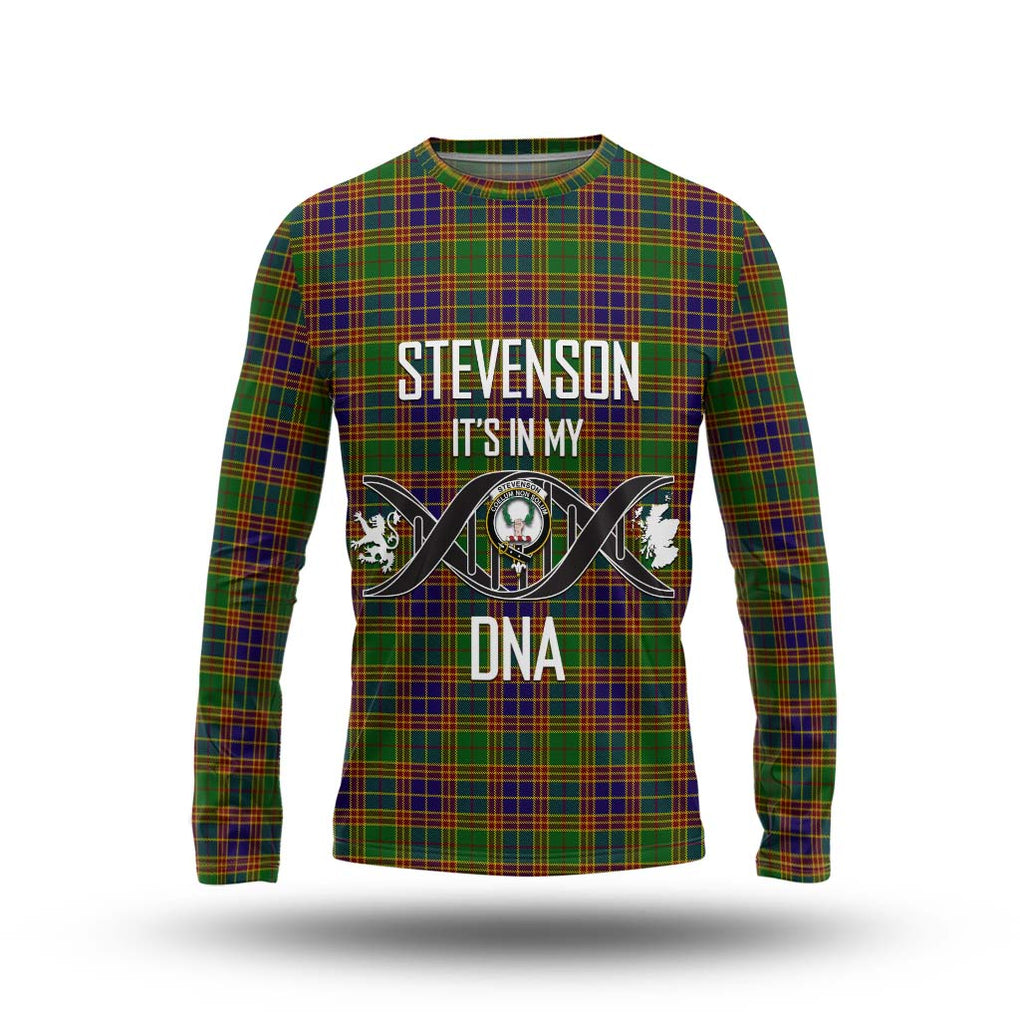 Stevenson Old Tartan Long Sleeve T-Shirt with Family Crest DNA In Me Style Unisex - Tartanvibesclothing Shop