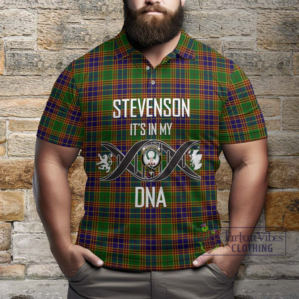 Stevenson Old Tartan Polo Shirt with Family Crest DNA In Me Style Kid - Tartanvibesclothing Shop