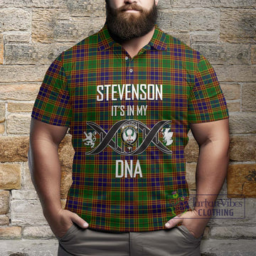 Stevenson Old Tartan Polo Shirt with Family Crest DNA In Me Style Kid - Tartanvibesclothing Shop