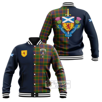 Tartan Vibes Clothing Stevenson Old Tartan Baseball Jacket with Scottish Lion Royal Arm Half Style