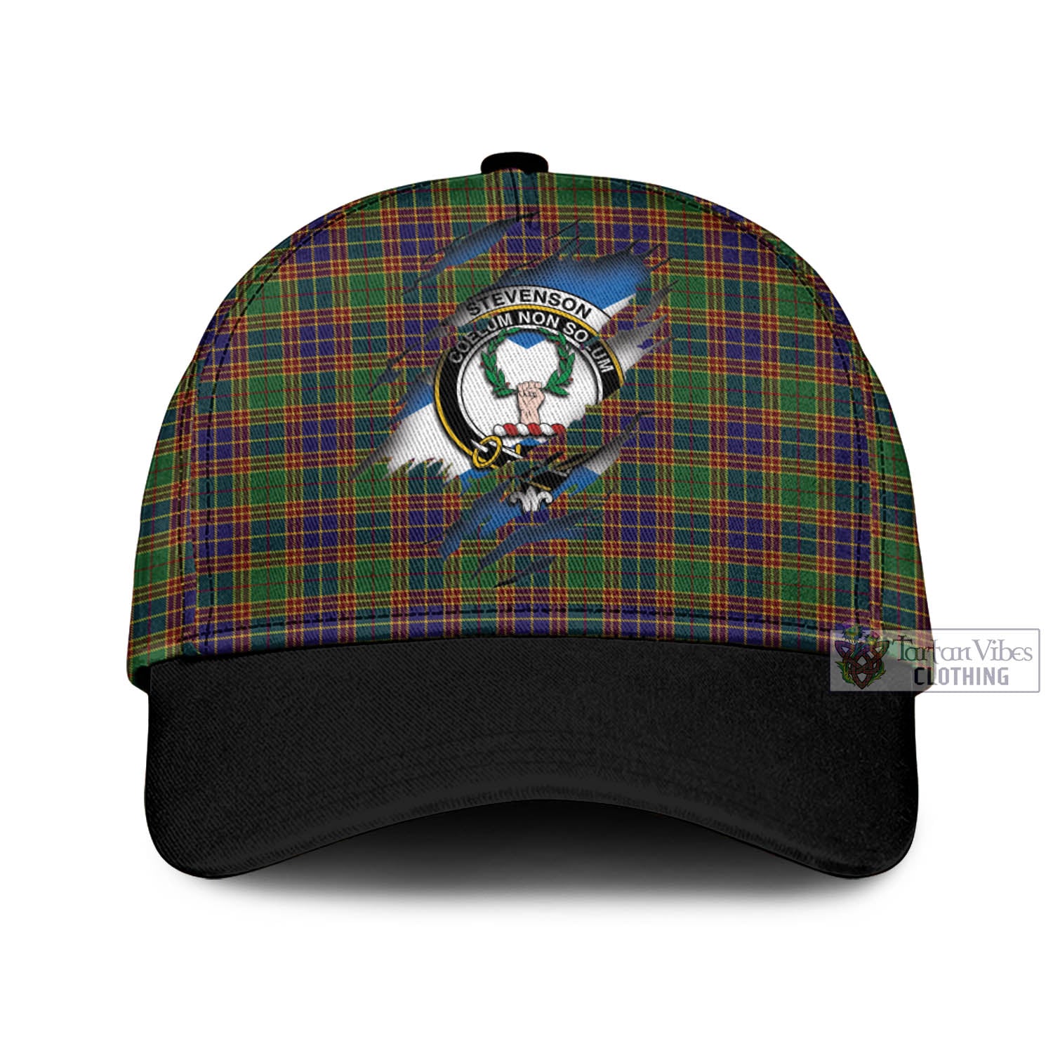 Tartan Vibes Clothing Stevenson Old Tartan Classic Cap with Family Crest In Me Style