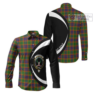 Stevenson Old Tartan Long Sleeve Button Up with Family Crest Circle Style Men's Shirt S - Tartan Vibes Clothing