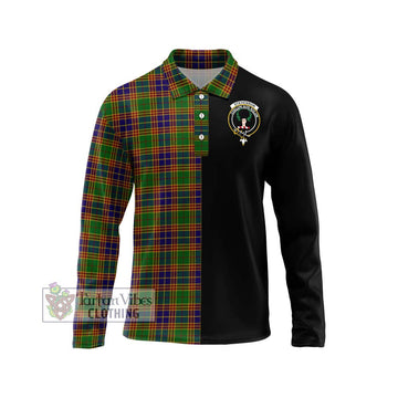 Stevenson Old Tartan Long Sleeve Polo Shirt with Family Crest and Half Of Me Style Unisex - Tartanvibesclothing Shop