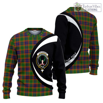 Stevenson Old Tartan Knitted Sweater with Family Crest Circle Style Unisex - Tartan Vibes Clothing