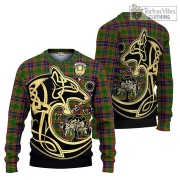 Stevenson Old Tartan Knitted Sweater with Family Crest Celtic Wolf Style Unisex - Tartan Vibes Clothing