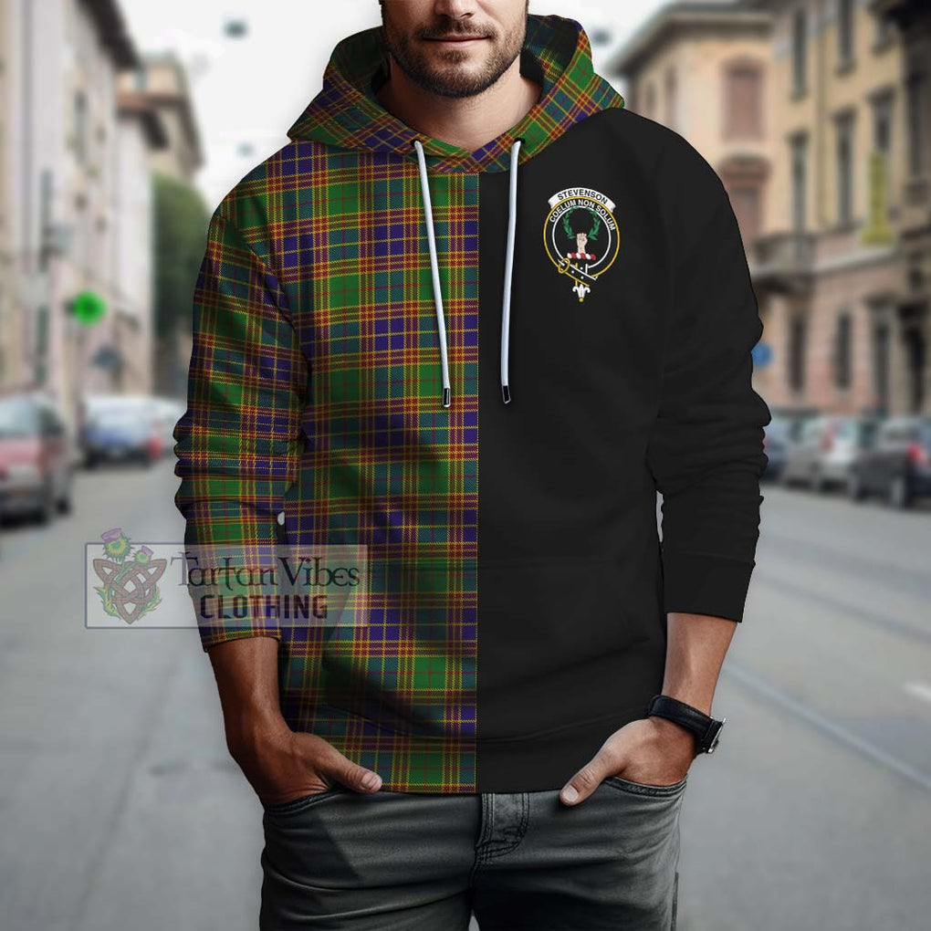 Stevenson Old Tartan Hoodie with Family Crest and Half Of Me Style Zip Hoodie - Tartanvibesclothing Shop