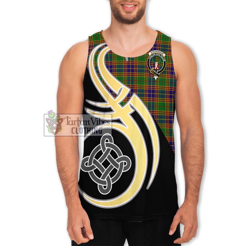 Stevenson Old Tartan Men's Tank Top with Family Crest and Celtic Symbol Style Men - Tartan Vibes Clothing
