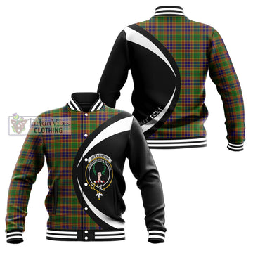 Stevenson Old Tartan Baseball Jacket with Family Crest Circle Style Unisex - Tartan Vibes Clothing