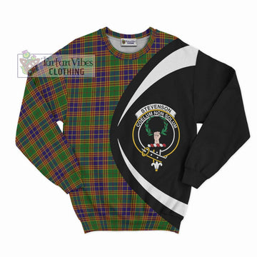 Stevenson Old Tartan Sweatshirt with Family Crest Circle Style Unisex - Tartan Vibes Clothing