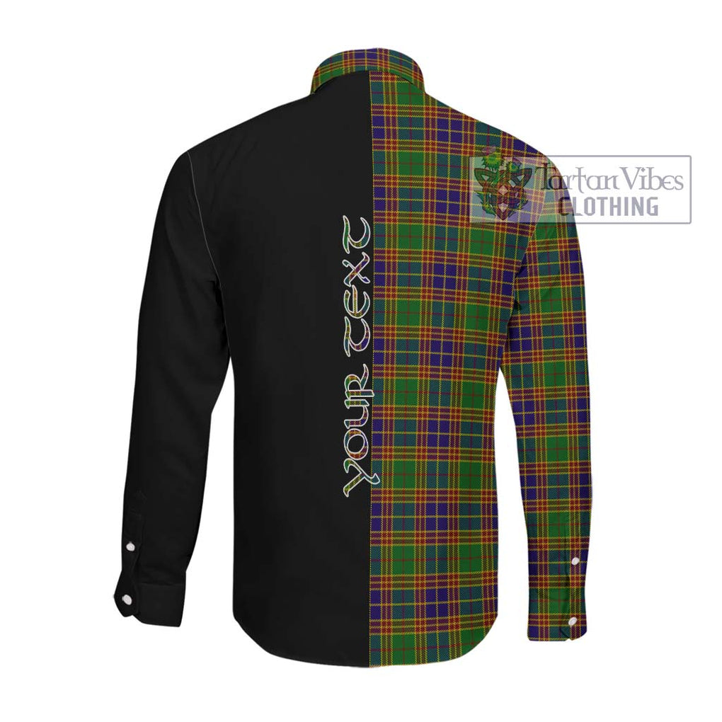 Stevenson Old Tartan Long Sleeve Button Shirt with Family Crest and Half Of Me Style Men's Shirt - Tartanvibesclothing Shop