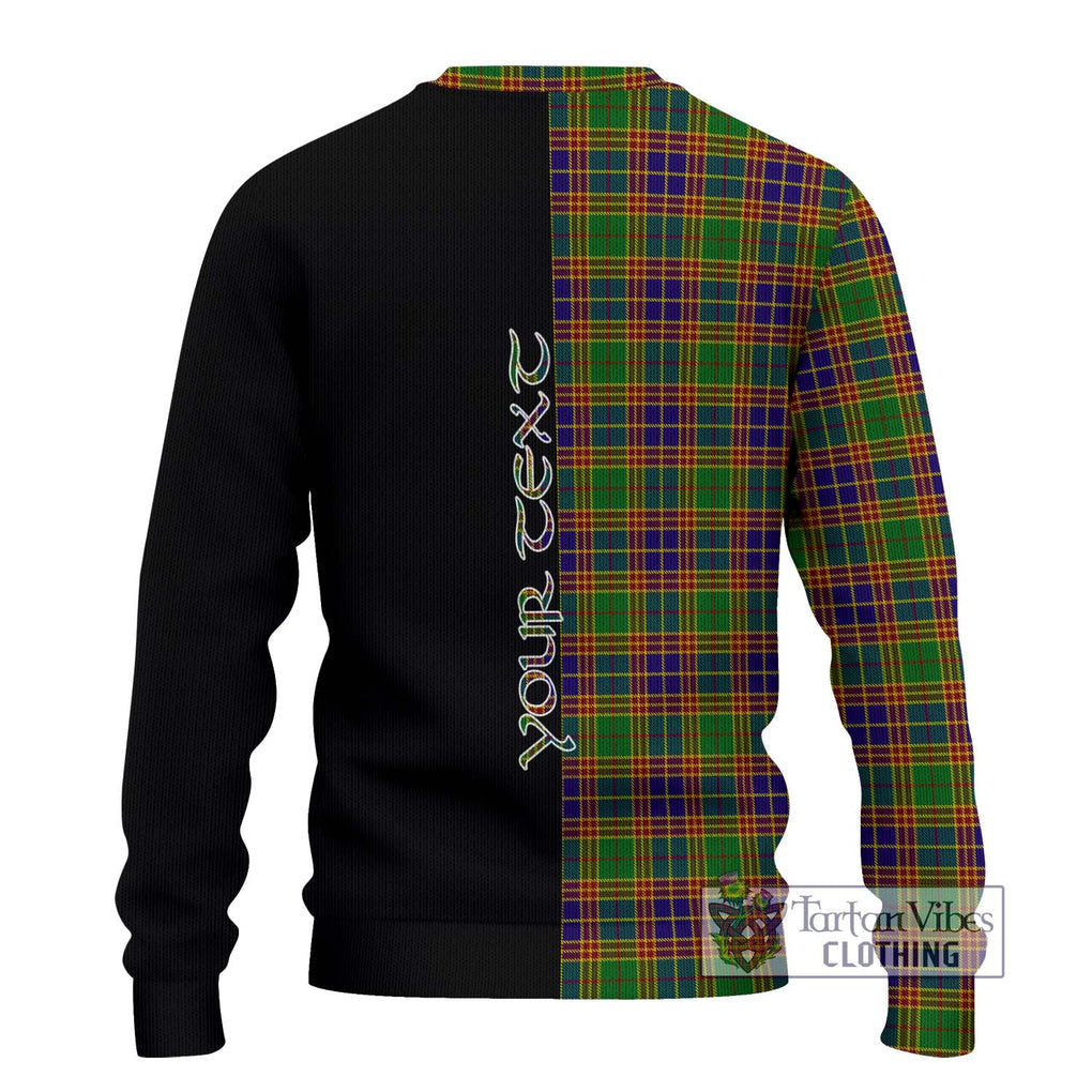 Stevenson Old Tartan Knitted Sweater with Family Crest and Half Of Me Style - Tartanvibesclothing Shop
