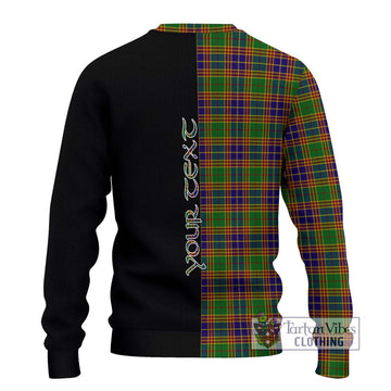 Stevenson Old Tartan Knitted Sweater with Family Crest and Half Of Me Style - Tartanvibesclothing Shop