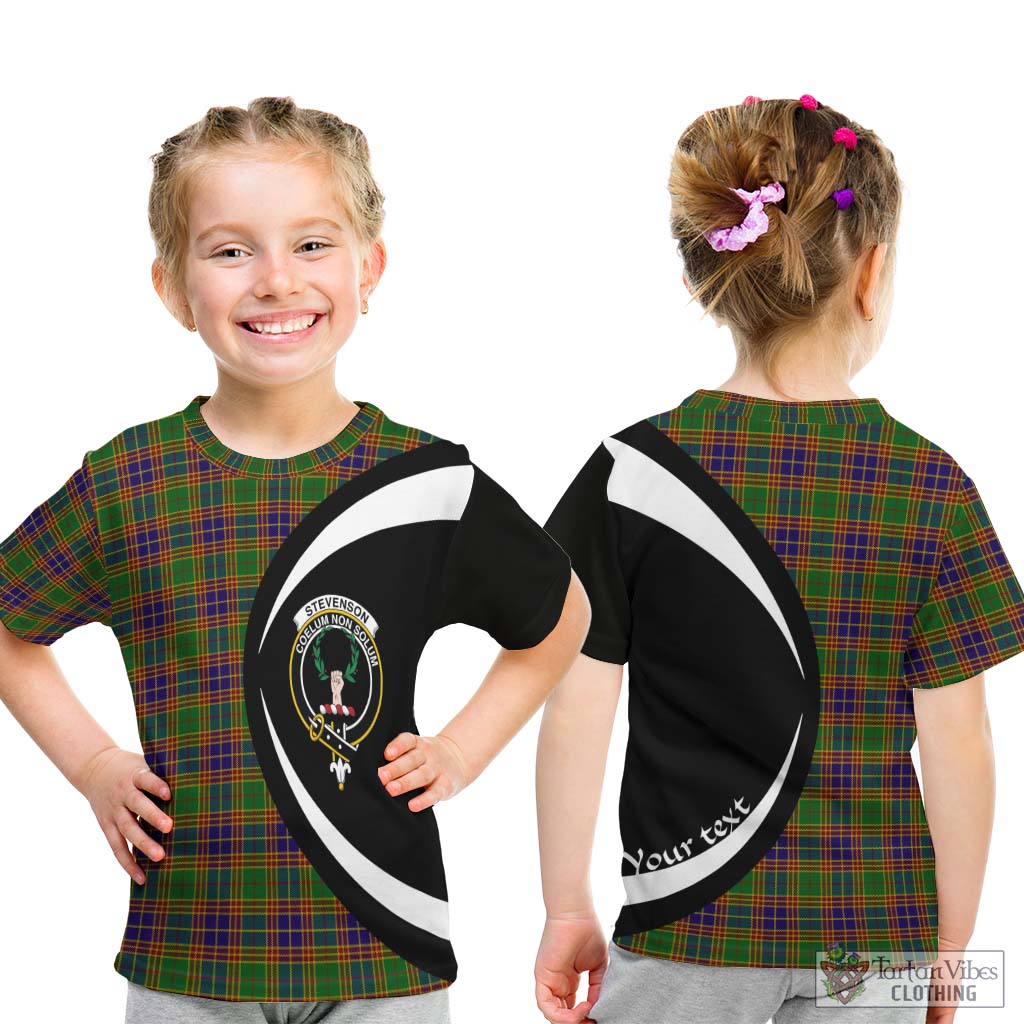 Stevenson Old Tartan Kid T-Shirt with Family Crest Circle Style - Tartan Vibes Clothing