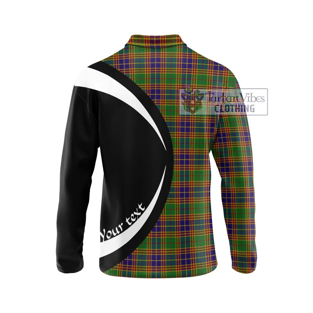 Stevenson Old Tartan Long Sleeve Polo Shirt with Family Crest Circle Style - Tartan Vibes Clothing