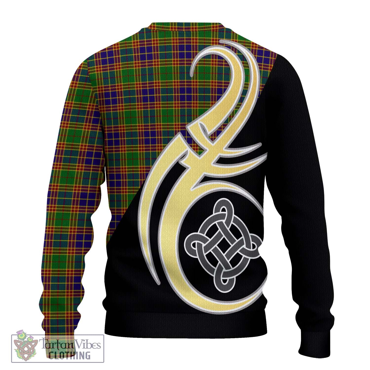 Stevenson Old Tartan Knitted Sweater with Family Crest and Celtic Symbol Style - Tartan Vibes Clothing
