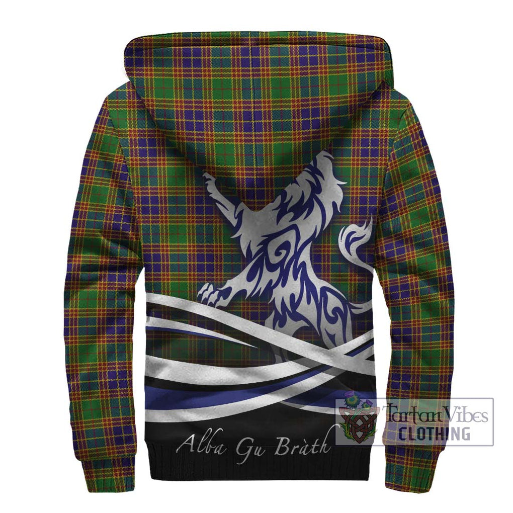 Stevenson Old Tartan Sherpa Hoodie with Alba Gu Brath Regal Lion Emblem - Tartanvibesclothing Shop