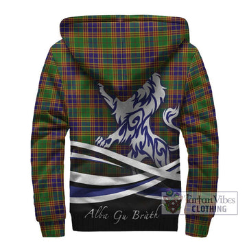 Stevenson Old Tartan Sherpa Hoodie with Alba Gu Brath Regal Lion Emblem - Tartanvibesclothing Shop
