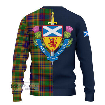 Tartan Vibes Clothing Stevenson Old Tartan Knitted Sweater with Scottish Lion Royal Arm Half Style