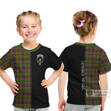 Stevenson Old Tartan Kid T-Shirt with Family Crest and Half Of Me Style - Tartanvibesclothing Shop