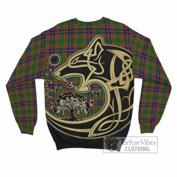 Stevenson Old Tartan Sweatshirt with Family Crest Celtic Wolf Style - Tartan Vibes Clothing