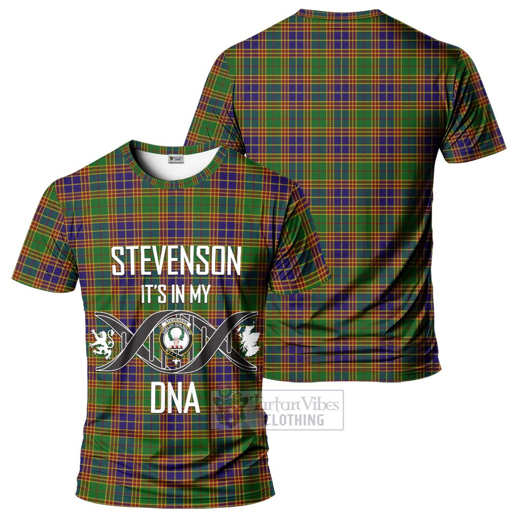 Stevenson Old Tartan T-Shirt with Family Crest DNA In Me Style - Tartan Vibes Clothing