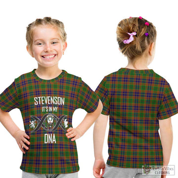 Stevenson Old Tartan Kid T-Shirt with Family Crest DNA In Me Style - Tartanvibesclothing Shop