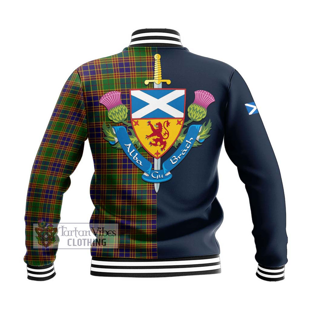 Tartan Vibes Clothing Stevenson Old Tartan Baseball Jacket with Scottish Lion Royal Arm Half Style