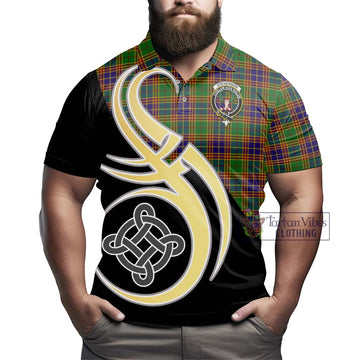 Stevenson Old Tartan Polo Shirt with Family Crest and Celtic Symbol Style - Tartan Vibes Clothing