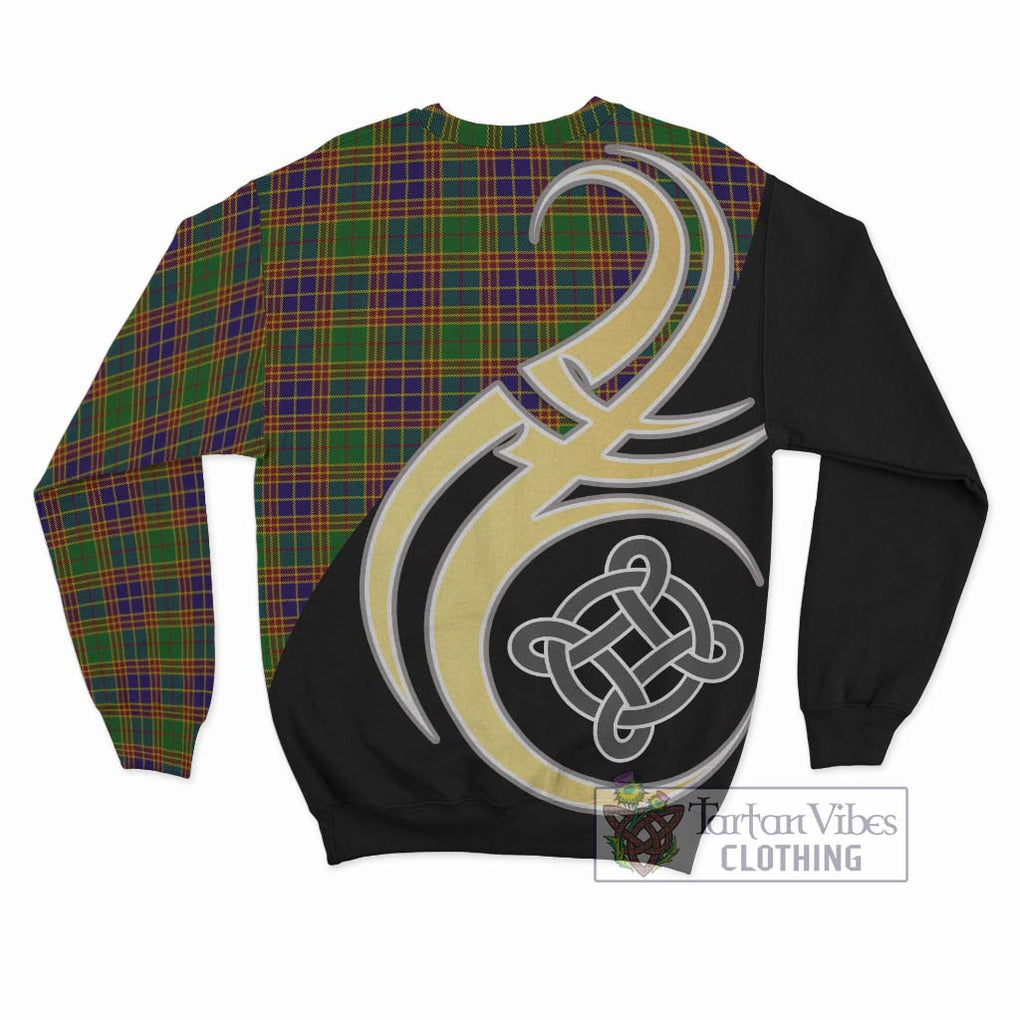 Stevenson Old Tartan Sweatshirt with Family Crest and Celtic Symbol Style - Tartan Vibes Clothing