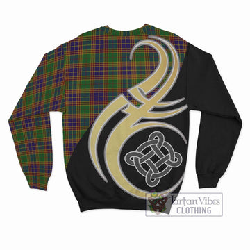 Stevenson Old Tartan Sweatshirt with Family Crest and Celtic Symbol Style - Tartan Vibes Clothing