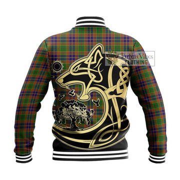 Stevenson Old Tartan Baseball Jacket with Family Crest Celtic Wolf Style - Tartan Vibes Clothing