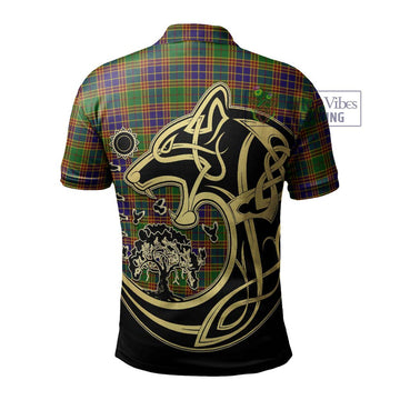 Stevenson Old Tartan Polo Shirt with Family Crest Celtic Wolf Style - Tartanvibesclothing Shop