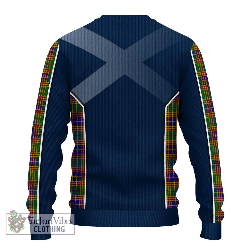 Stevenson Old Tartan Knitted Sweater with Family Crest and Lion Rampant Vibes Sport Style - Tartan Vibes Clothing