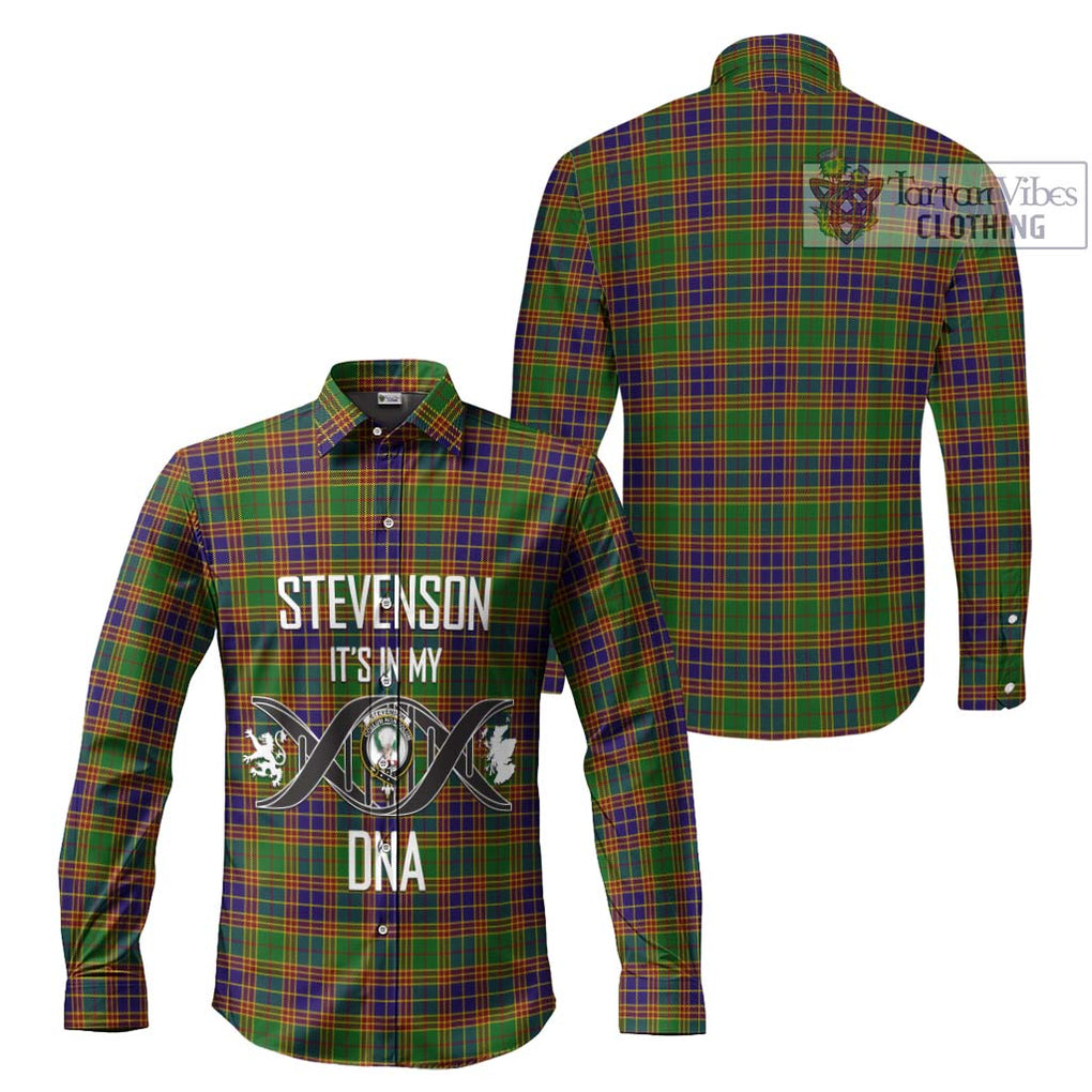 Stevenson Old Tartan Long Sleeve Button Shirt with Family Crest DNA In Me Style Men's Shirt - Tartanvibesclothing Shop