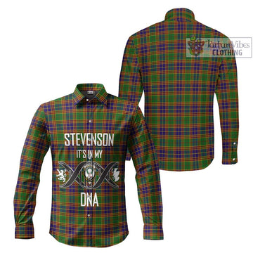 Stevenson Old Tartan Long Sleeve Button Shirt with Family Crest DNA In Me Style Men's Shirt - Tartanvibesclothing Shop