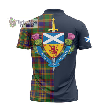 Tartan Vibes Clothing Stevenson Old Tartan Zipper Polo Shirt with Scottish Lion Royal Arm Half Style