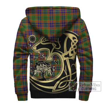 Stevenson Old Tartan Sherpa Hoodie with Family Crest Celtic Wolf Style - Tartan Vibes Clothing
