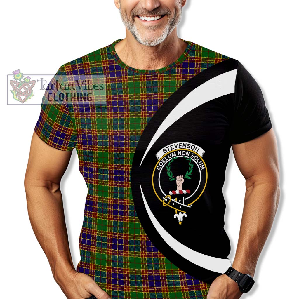 Tartan Vibes Clothing Stevenson Old Tartan T-Shirt with Family Crest Circle Style