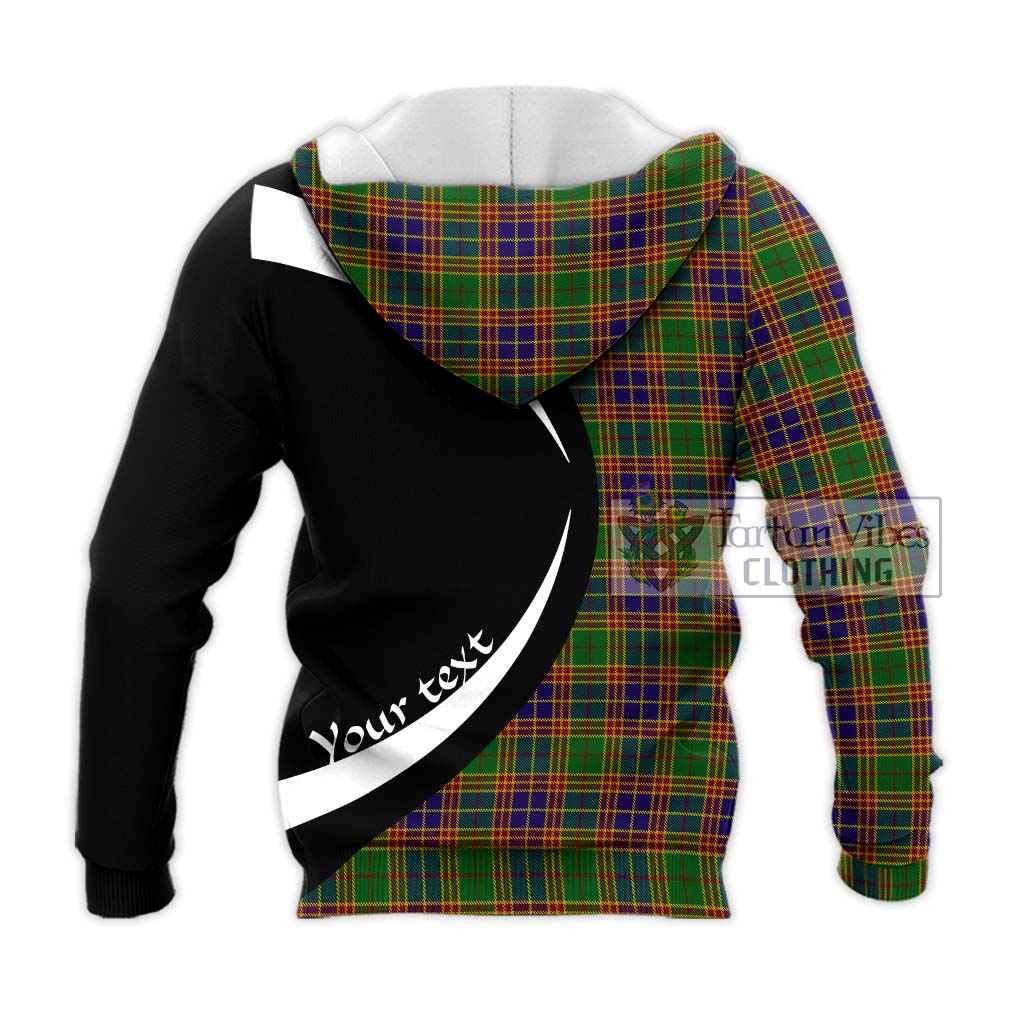 Stevenson Old Tartan Knitted Hoodie with Family Crest Circle Style - Tartan Vibes Clothing