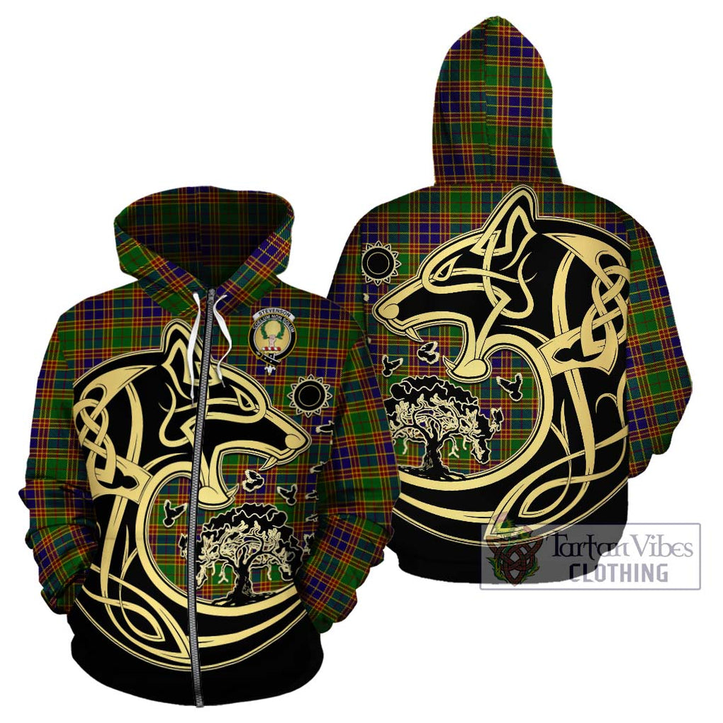 Stevenson Old Tartan Hoodie with Family Crest Celtic Wolf Style - Tartan Vibes Clothing