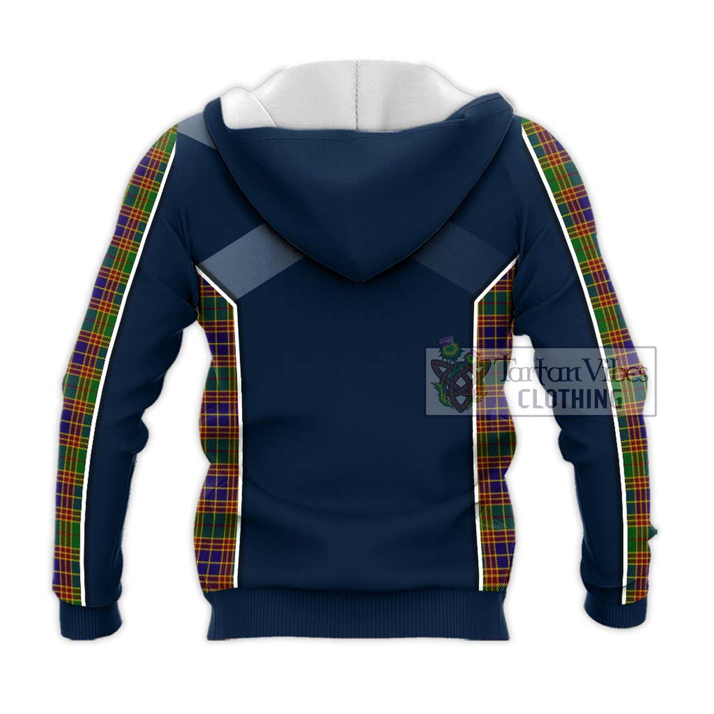 Stevenson Old Tartan Knitted Hoodie with Family Crest and Lion Rampant Vibes Sport Style - Tartan Vibes Clothing