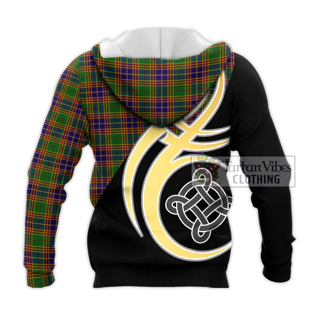 Stevenson Old Tartan Knitted Hoodie with Family Crest and Celtic Symbol Style - Tartan Vibes Clothing