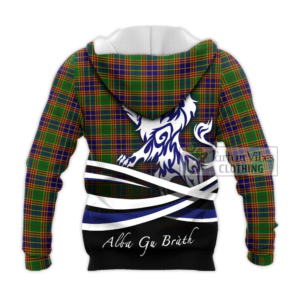 Stevenson Old Tartan Knitted Hoodie with Alba Gu Brath Regal Lion Emblem - Tartanvibesclothing Shop