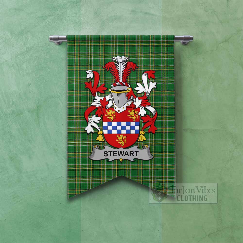 Tartan Vibes Clothing Stewart Irish Clan Tartan Gonfalon, Tartan Banner with Coat of Arms